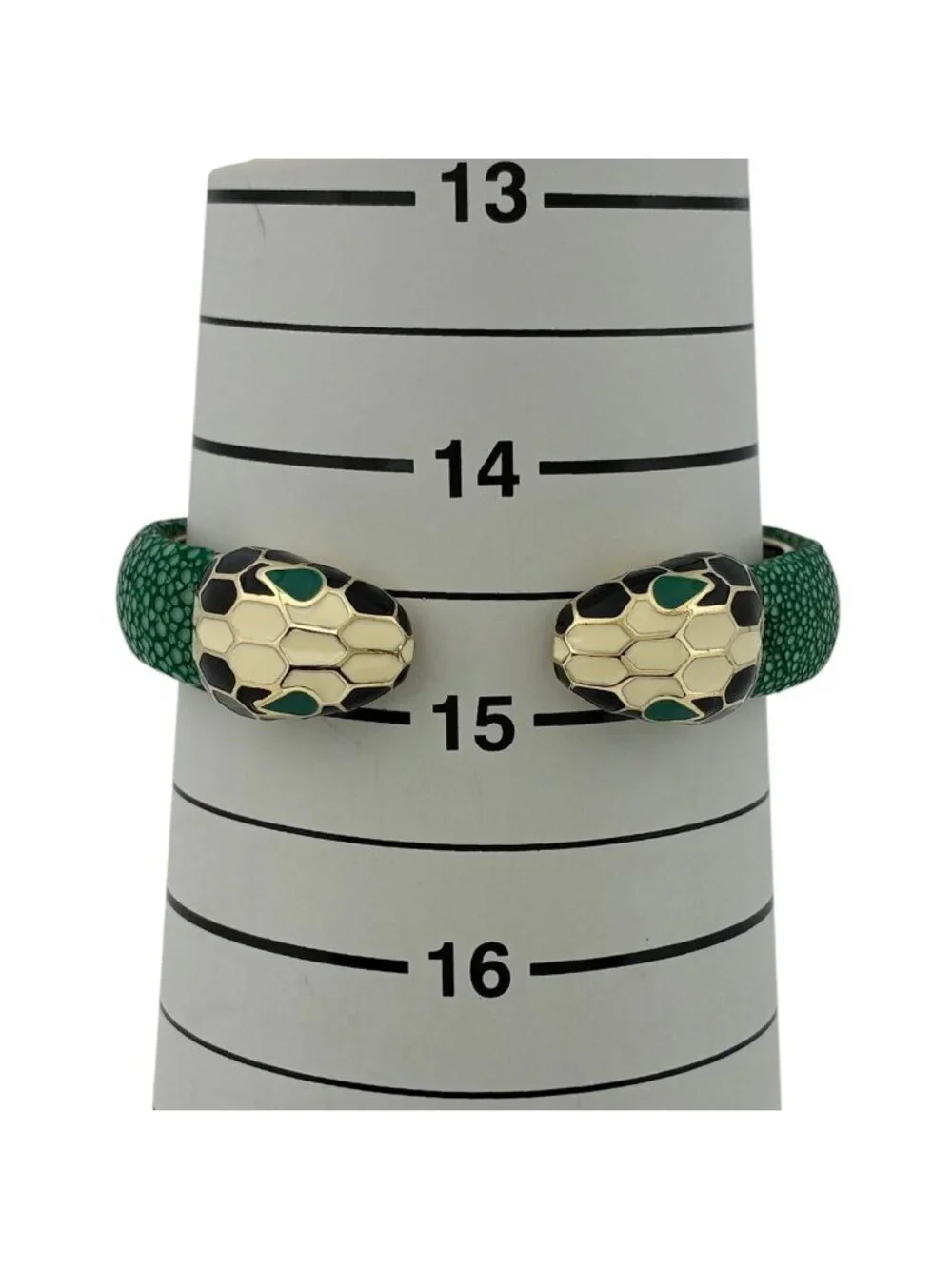 Bvlgari Serpenti Forever Leather Bracelet Bangle Garusha Gold Green